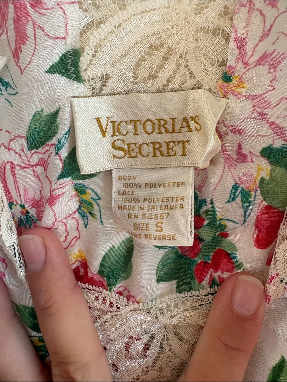 Vintage Victoria’s Secret Gold Label Floral Satin Lace Chemise/Slip Dress